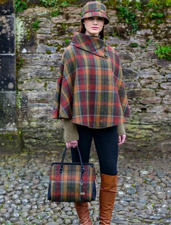 Aran Cashmere Ladies Tweed Flapper Cap - Autumn Plaid