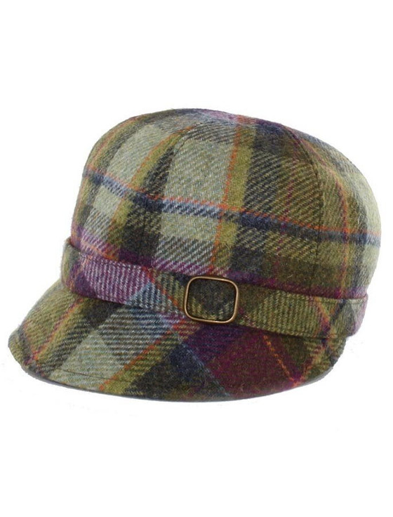 Aran Cashmere Ladies Tweed Flapper Cap - Multi Vernal Plaid