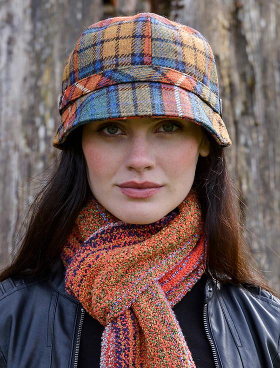 Aran Cashmere Ladies Tweed Flapper Cap - Summer Plaid