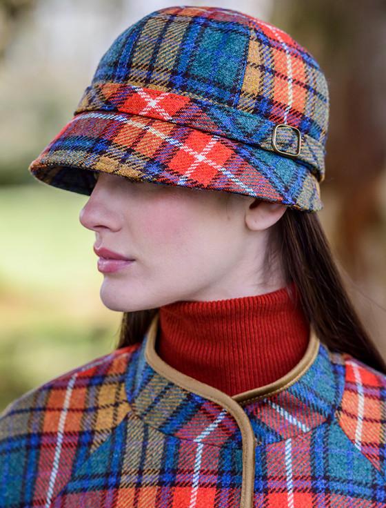 Aran Cashmere Ladies Tweed Flapper Cap - Summer Plaid