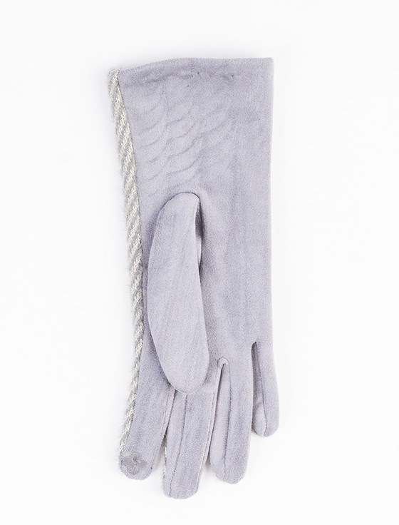 Aran Cashmere Ladies Tweed Herringbone Gloves - Silver