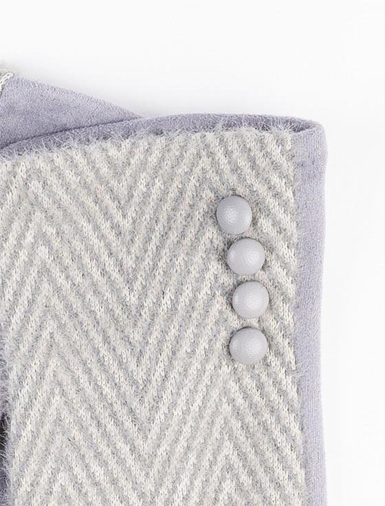 Aran Cashmere Ladies Tweed Herringbone Gloves - Silver