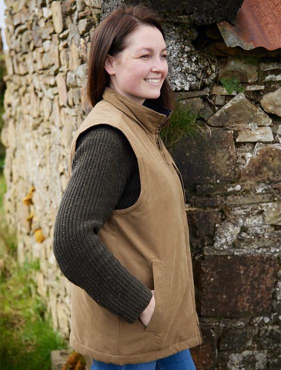 Aran Cashmere Ladies West Cork Windproof Vest - Brown