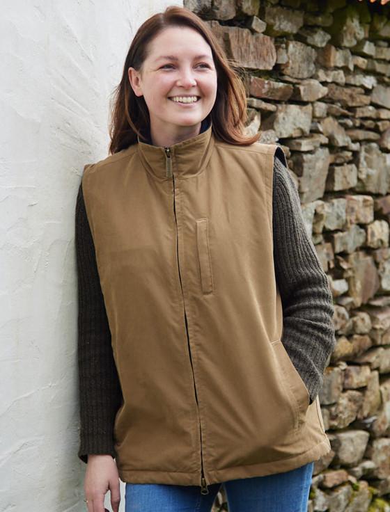 aran cashmere Ladies West Cork Windproof Vest - Brown
