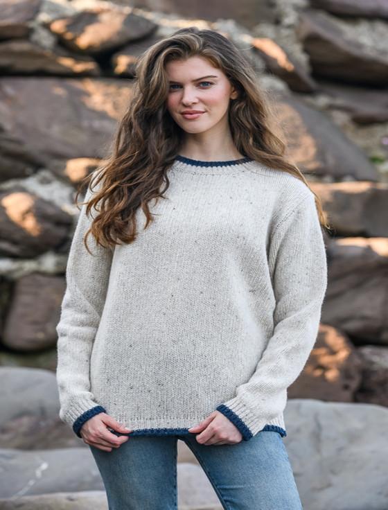 Aran Cashmere Ladies Wool Cashmere Fisherman Sweater