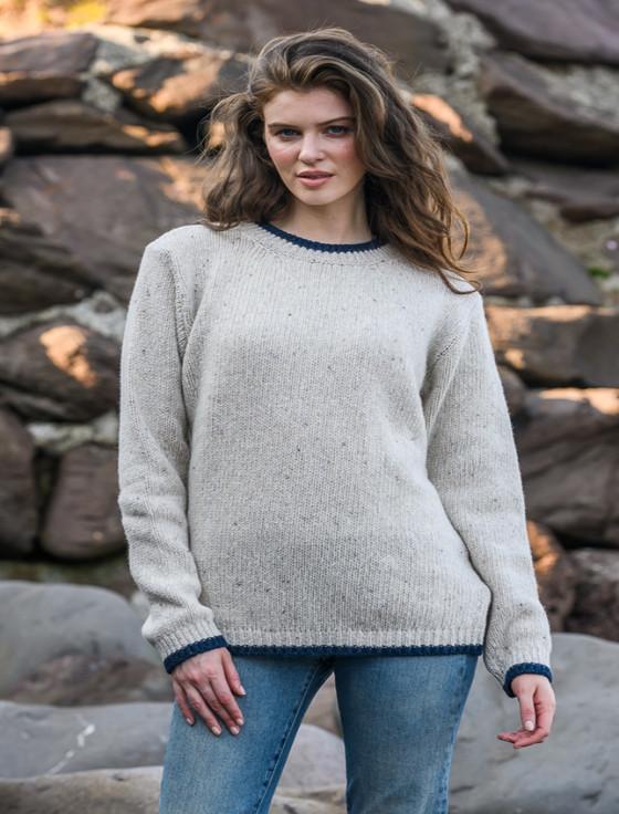 Aran Cashmere Ladies Wool Cashmere Fisherman Sweater