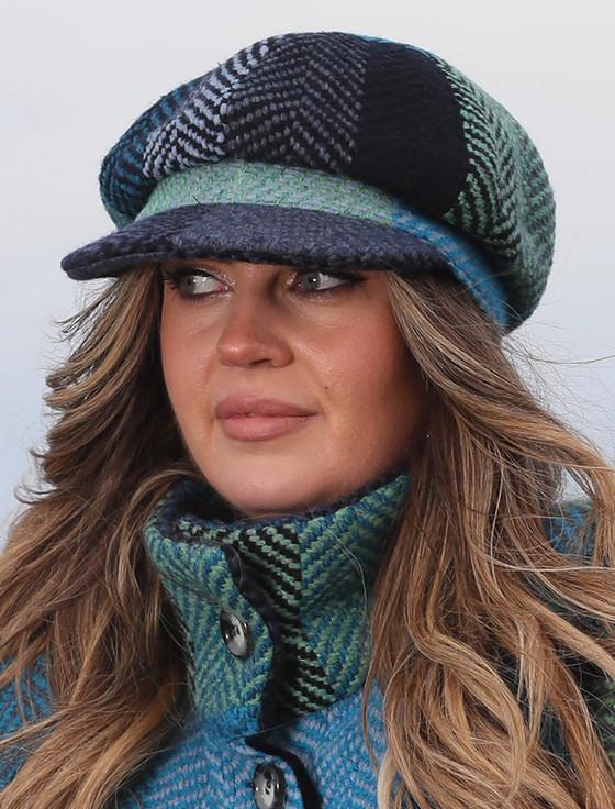 Aran Cashmere Ladies Wool Peaky Blinders Hat - Donegal Blue
