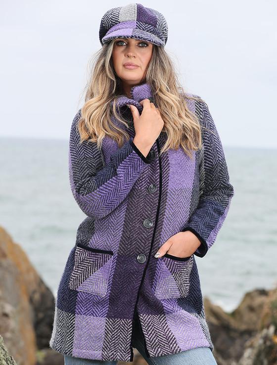 Aran Cashmere Ladies Wool Peaky Blinders Hat - Donegal Lavender