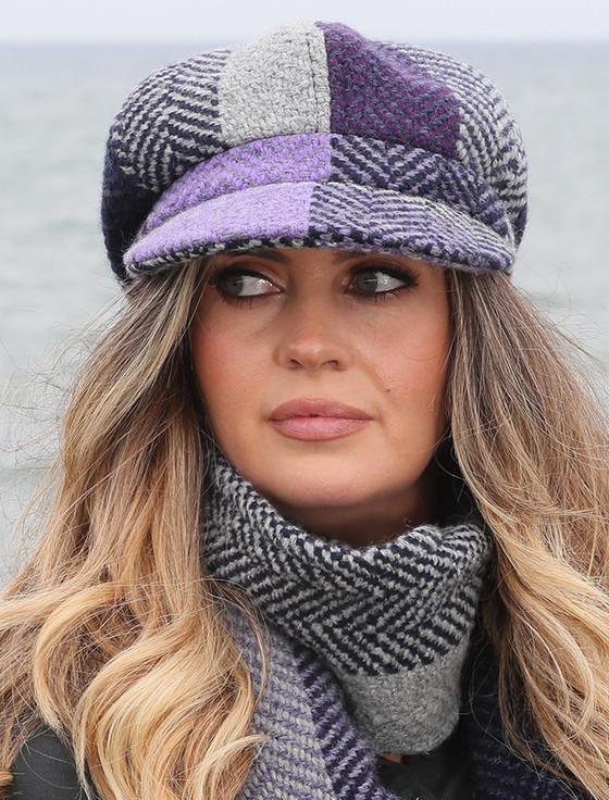 aran cashmere Ladies Wool Peaky Blinders Hat - Donegal Lavender
