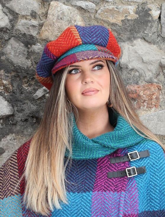 Aran Cashmere Ladies Wool Peaky Blinders Hat - Donegal Red