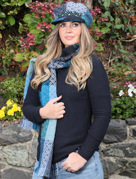 Aran Cashmere Ladies Wool Peaky Blinders Hat - Tara Blue