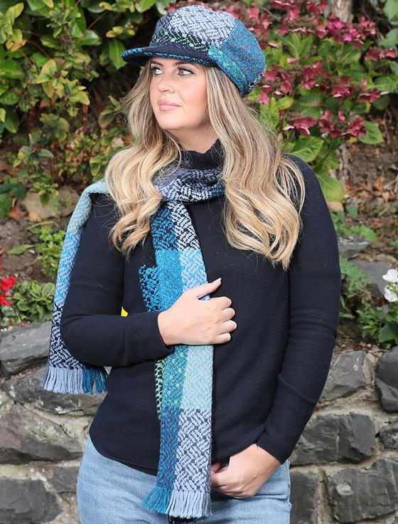 Aran Cashmere Ladies Wool Peaky Blinders Hat - Tara Blue