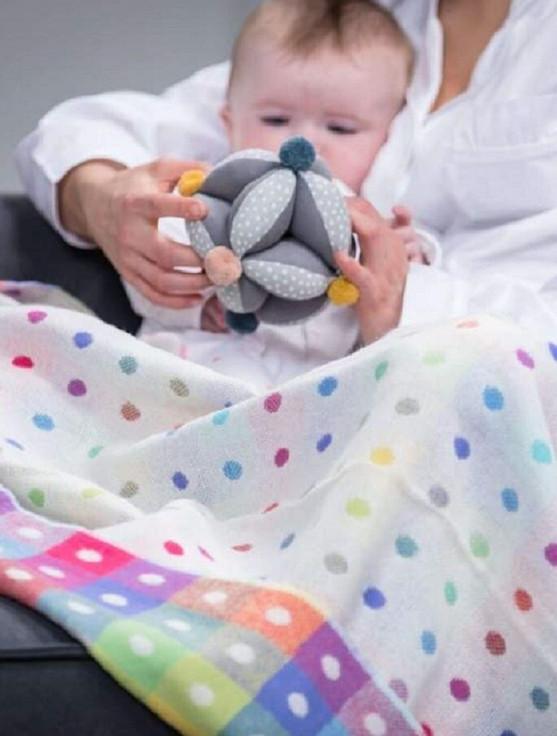 Aran Cashmere Lambswool Baby Throw - Multi Color Spot
