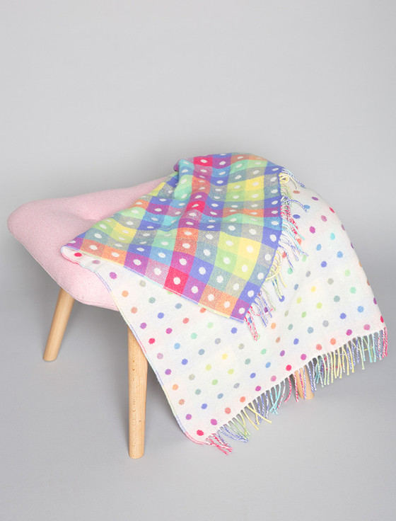 Aran Cashmere Lambswool Baby Throw - Multi Color Spot
