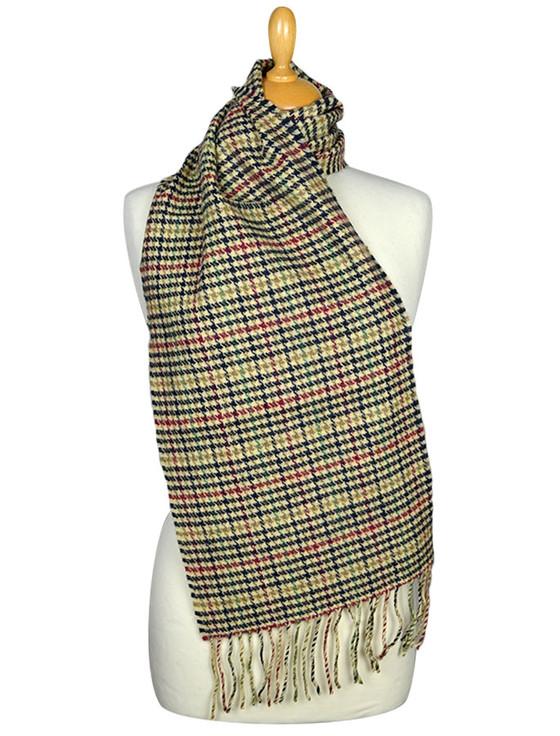 Aran Cashmere Lambswool Scarf - Multi Color Houndstooth
