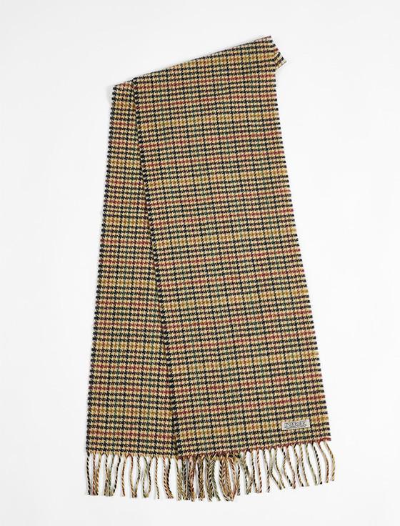 aran cashmere Lambswool Scarf - Multi Color Houndstooth