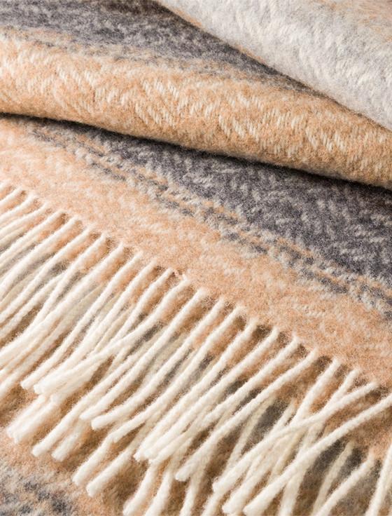 Aran Cashmere Luxury Cashmere Wool Throw - Camel Grey & Brown