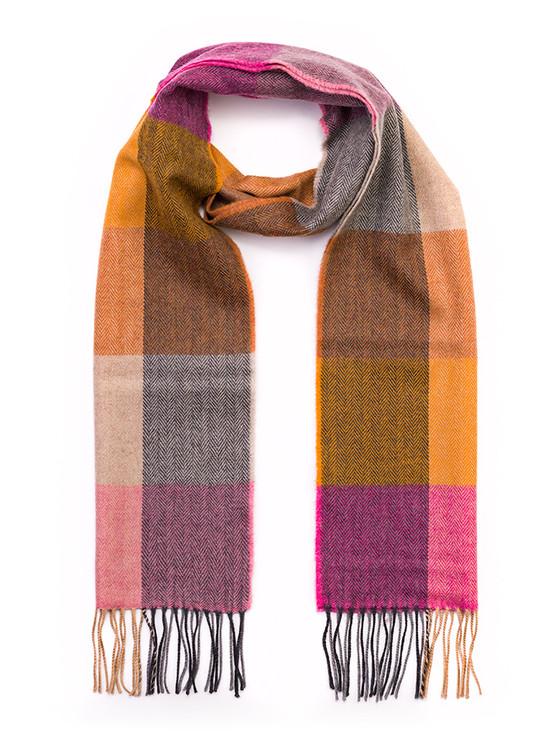 Aran Cashmere Luxury Merino Wool Scarf - Pink Mustard Sand