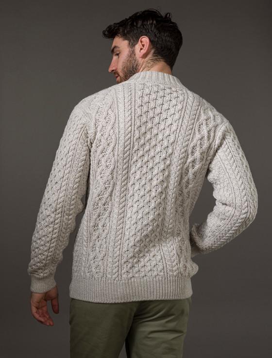 Aran Cashmere M‎en's Full Z‎ip Merino Ar‎an Cardigan