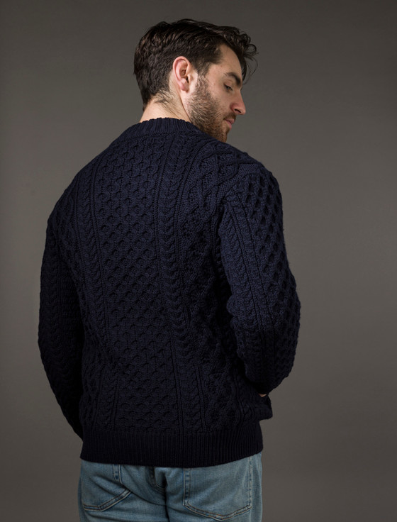 Aran Cashmere M‎en's Full Zip Merino A‎ran Cardigan
