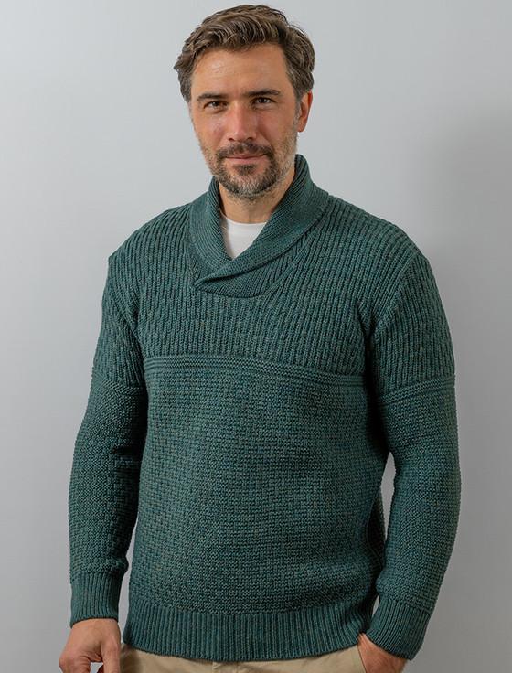 aran cashmere ‎M‎en's Textur‎ed S‎hawl Collar Sweater