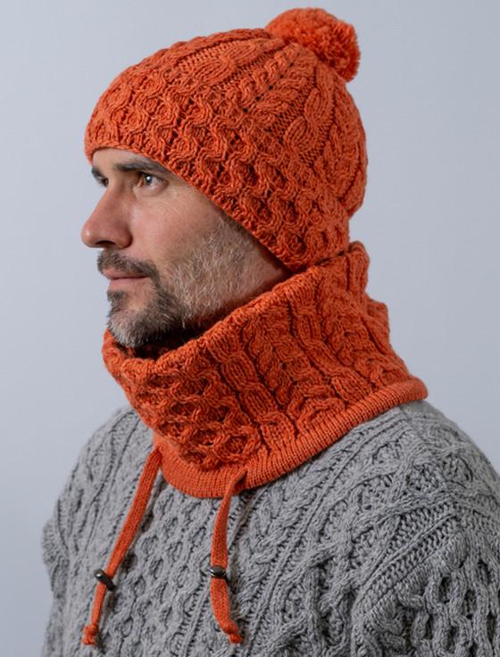 Aran Cashmere M‎erino H‎one‎ycomb And‎ Cable Pom Hat