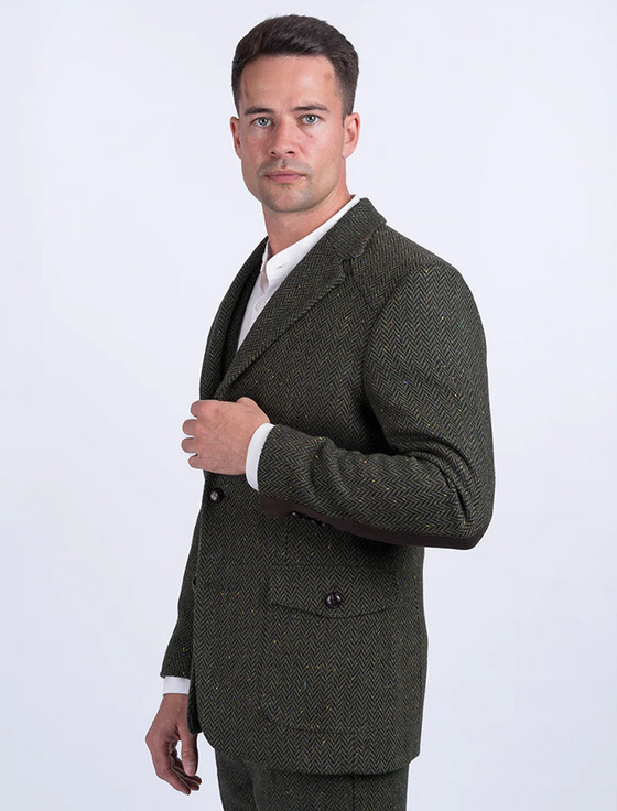 Aran Cashmere McDonagh Green Herringbone Heritage Tweed Jacket