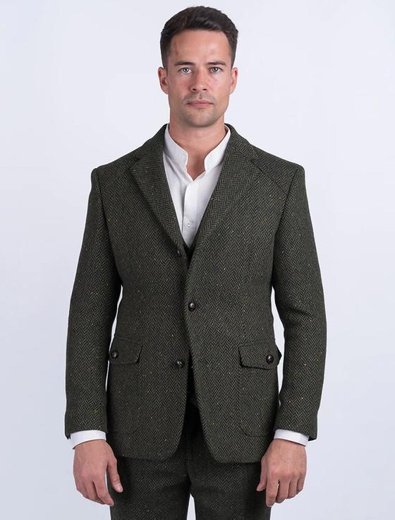 aran cashmere McDonagh Green Herringbone Heritage Tweed Jacket