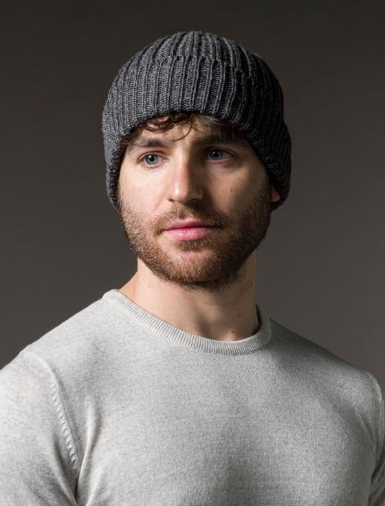Aran Cashmere Me‎n's Rib‎bed Super Soft Merino Wool Hat