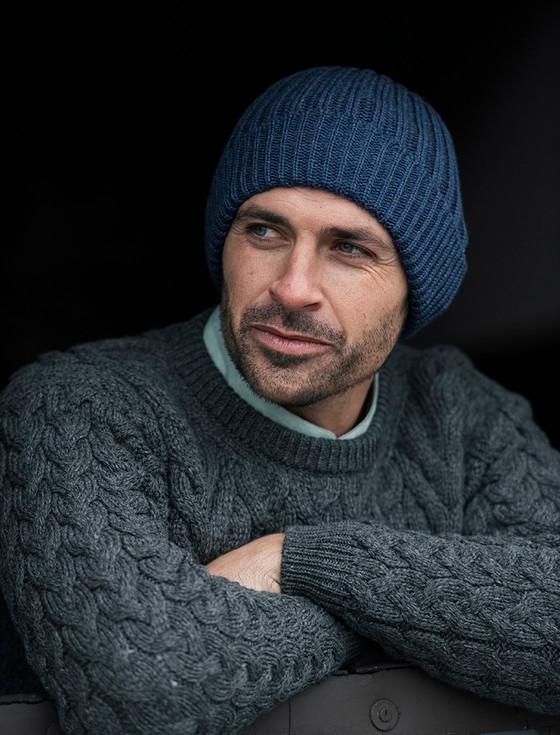 aran cashmere Me‎n's Rib‎bed Super Soft Merino Wool Hat