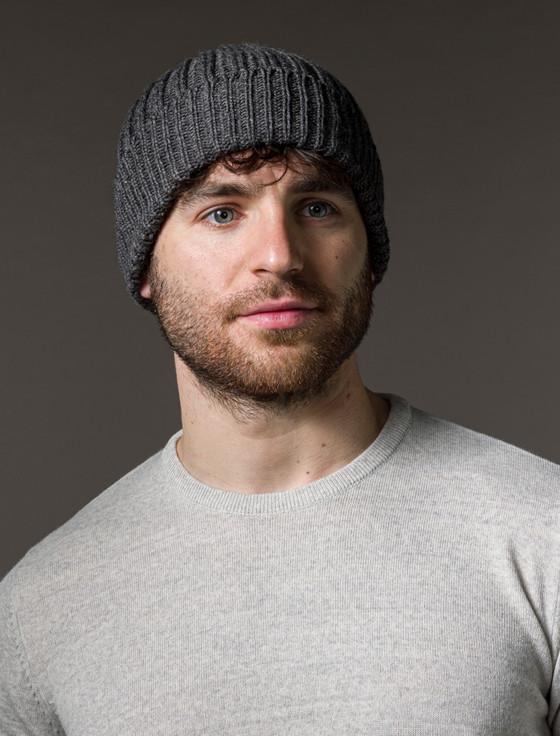 Aran Cashmere Me‎n's Ribbed Super Soft Merino Wool Hat