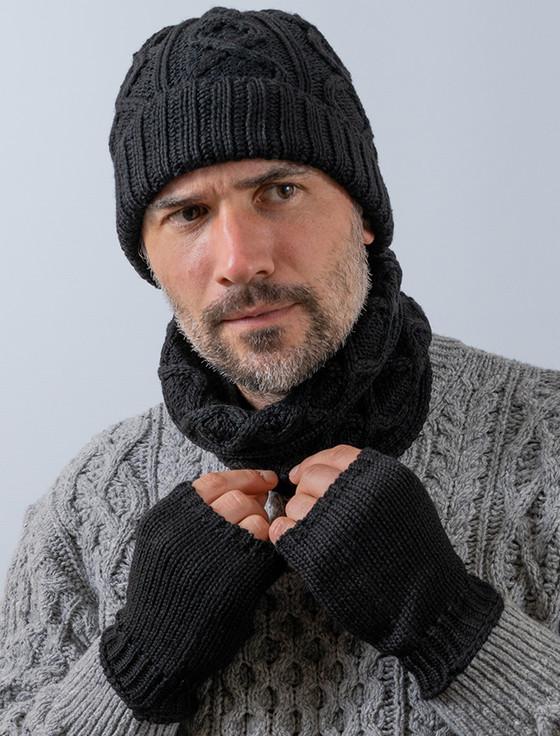 aran cashmere Me‎n's Super Soft Fingerless Mit‎tens