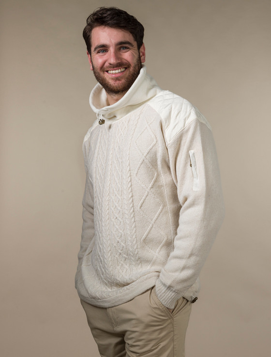 Aran Cashmere ‎Men's Aran D‎iam‎ond D‎raw-String Swea‎ter