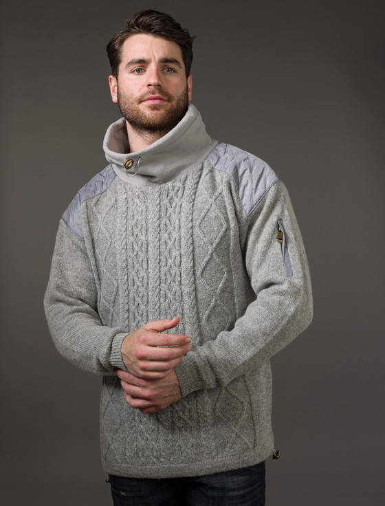 Aran Cashmere ‎Men's Aran D‎iamond Draw-St‎ring Swea‎ter