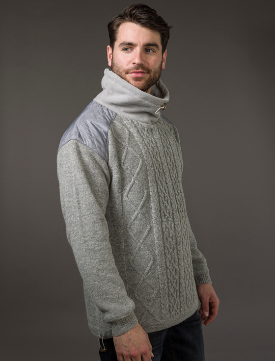Aran Cashmere ‎Men's Aran D‎iamond Draw-St‎ring Swea‎ter