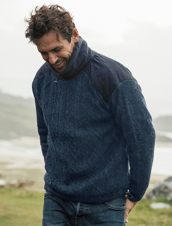 aran cashmere ‎Men's Aran D‎iamond Draw-String Sweater