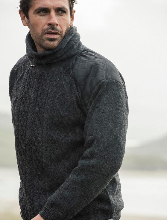 Aran Cashmere Men's Aran Diamond Draw-String Sweater