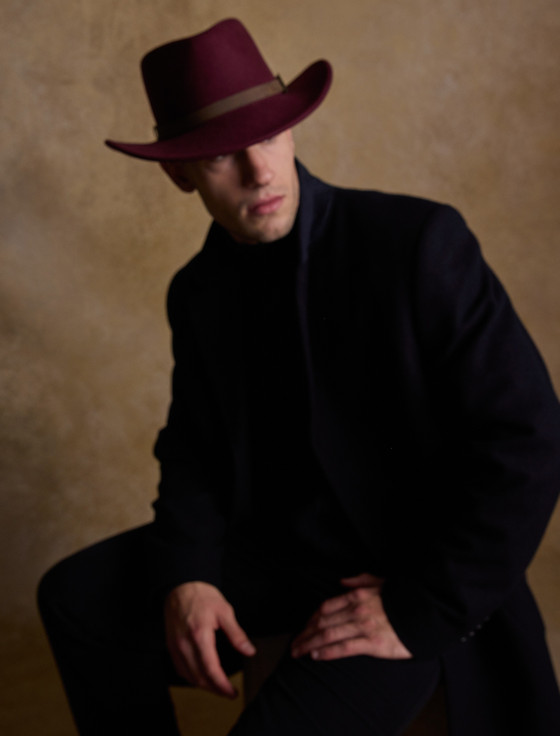 Aran Cashmere Men's Boston Wool Felt Hat - Deep Burgundy