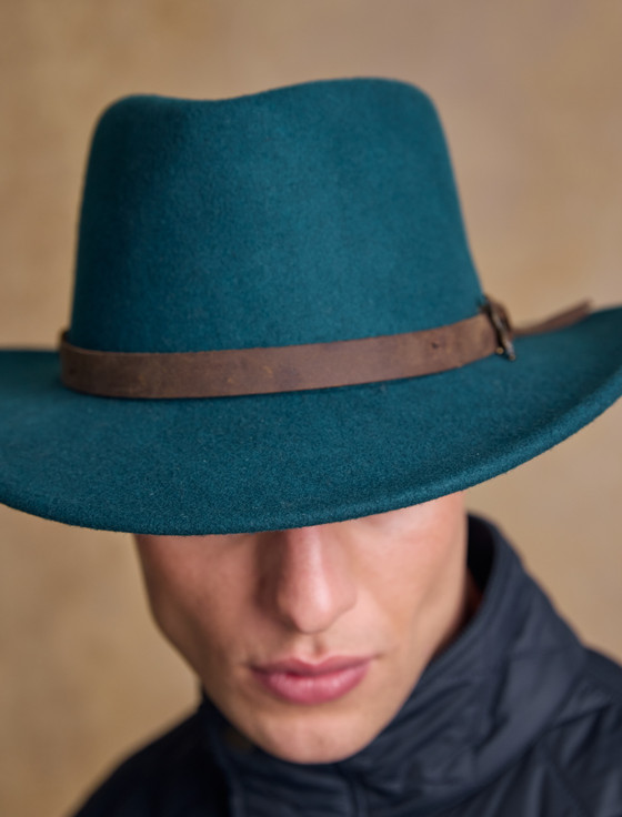 Aran Cashmere Men's Boston Wool Felt Hat - Green Teal