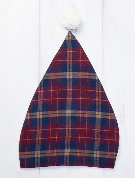 Aran Cashmere Men's Cotton Flannel Nightcap - Maroon Navy