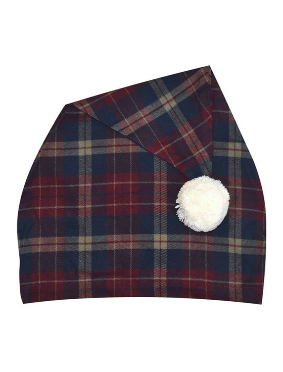 Aran Cashmere Men's Cotton Flannel Nightcap - Maroon Navy