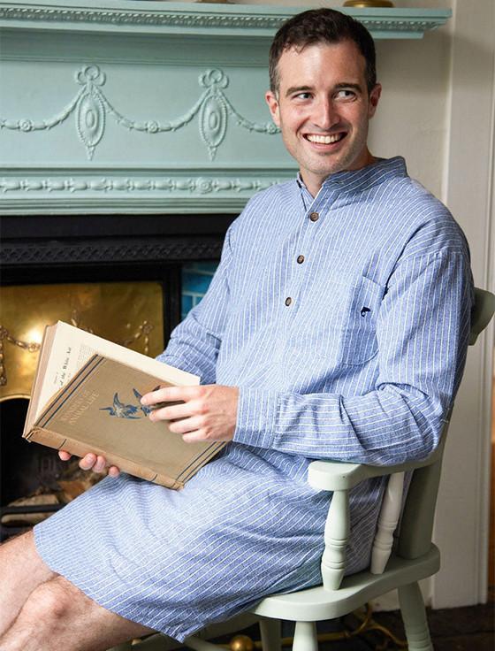 aran cashmere Men's Cotton Flannel Nightshirt - Blarney Stone