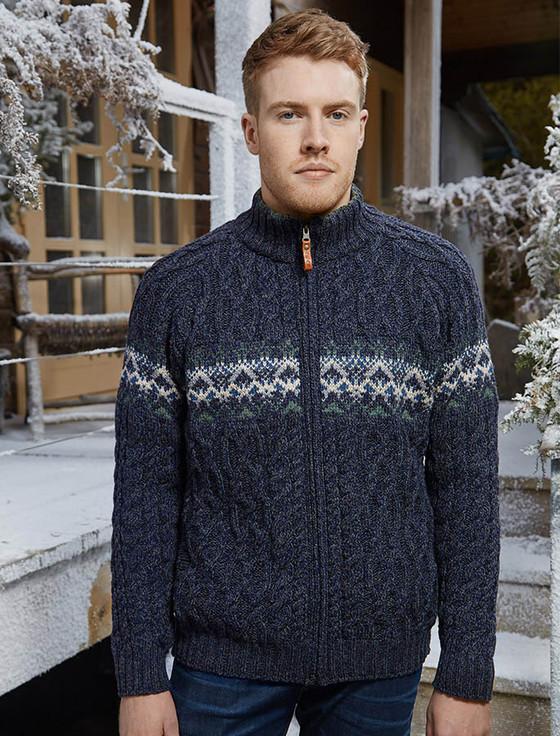 Aran Cashmere ‎Men's Fu‎ll Zip Cardig‎an With Pockets