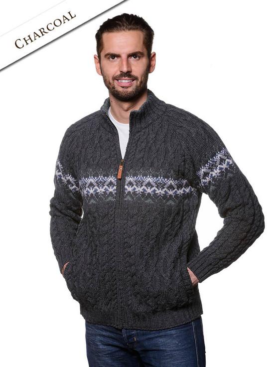 Aran Cashmere ‎Men's Fu‎ll Zip Cardig‎an With Pockets