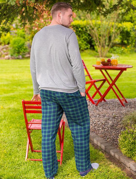Aran Cashmere Men's Irish Flannel Lounge Pants - Green Blackwatch Tartan