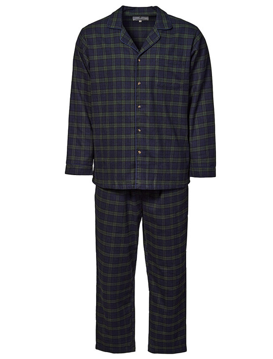 Aran Cashmere Men's Irish Flannel Pyjamas - Green Blackwatch