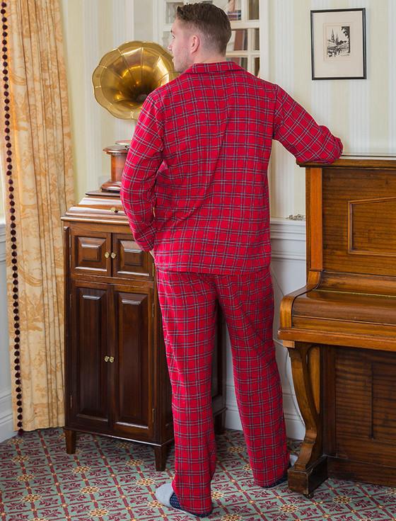 Aran Cashmere Men's Irish Flannel Pyjamas - Red Tartan