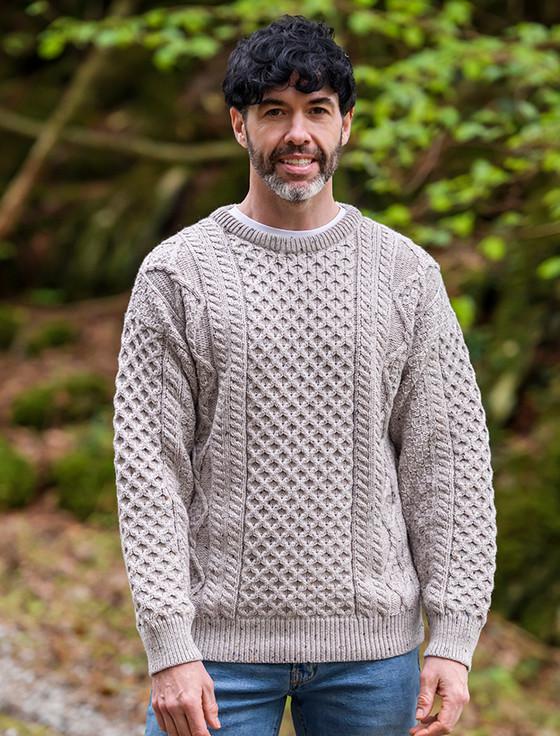 Aran Cashmere Men's Super Soft Crew Neck Aran Sweater