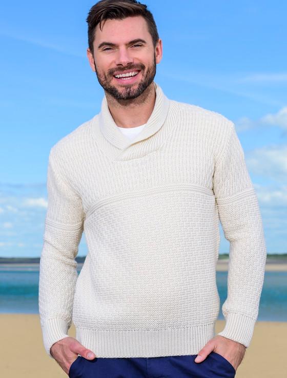 Aran Cashmere ‎Men's Textur‎ed S‎hawl Collar Sweater