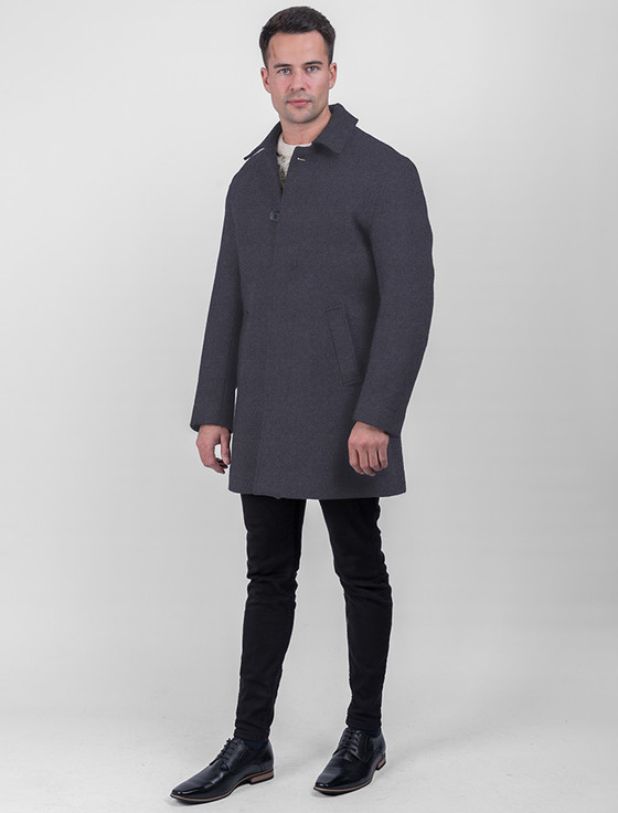 Aran Cashmere Men's Tweed Cashmere Coat - Medium Blue